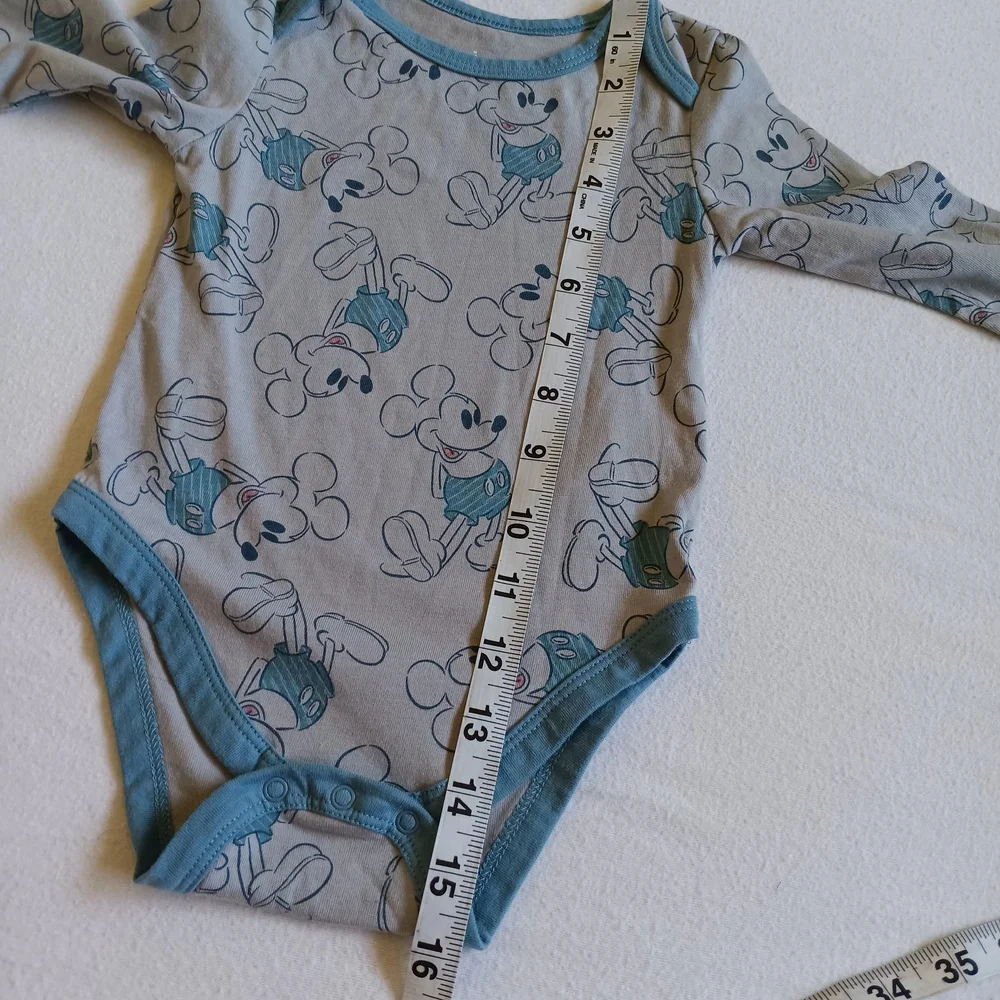 Mickey Mouse Sz 12M Long Sleeve Onesie - Gray and Blue